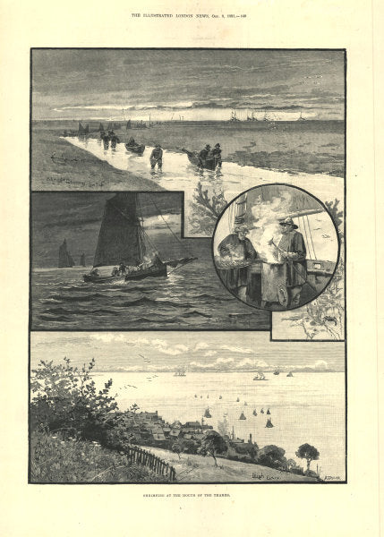 Shrimping at the mouth of the Thames. Leigh-on-Sea, Essex. Fishermen 1891